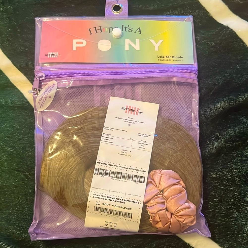 INH Hair Lola Ash Blonde Wrap Ponytail, Insert Name Here Hair Extensions, New